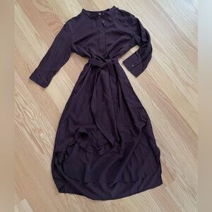 Women's striped long shirt dress with belt